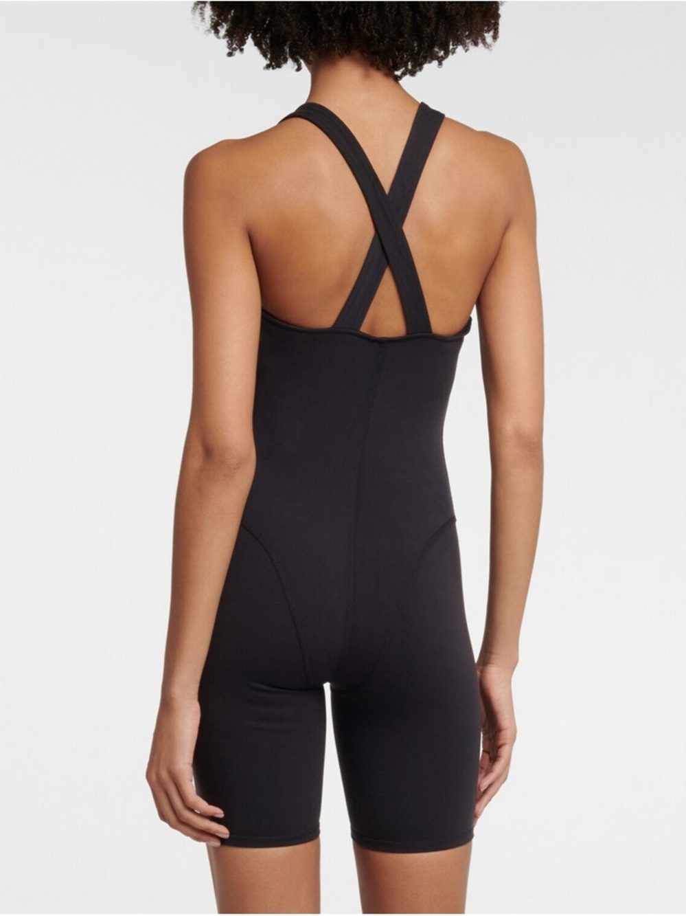 Alo Yoga Airbrush Real Onesie Black V-Neck Crisscross Biker Bodysuit Size XS - Picture 2 of 6